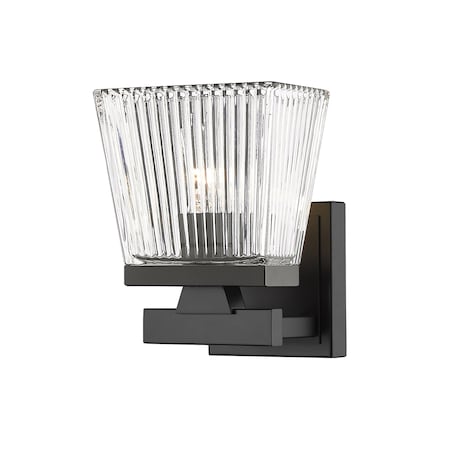Z-Lite Astor 1 Light Wall Sconce, Matte Black & Clear 1936-1S-MB